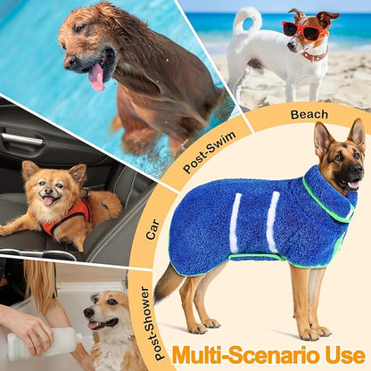 Dog Bathrobe Super Absorbent Dog Towels Large Quick Drying Robes for After Bath Soft Adjustable Warm Keeping Dogs Towel(S-XXL)