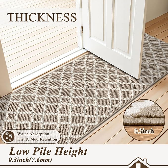 U'Artlines Runner Rug for Hallway 2×6feet Non Slip Kitchen Floor Carpet Runners Beige Geometric Pattern Machine Washable Area Rug for Entryway Bathroom