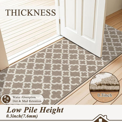 U'Artlines Runner Rug for Hallway 2×6feet Non Slip Kitchen Floor Carpet Runners Beige Geometric Pattern Machine Washable Area Rug for Entryway Bathroom