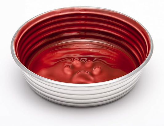Loving Pets - Le BOL Dog Food Water Bowl Enamel Ceramic Bowl No Tip Stainless Steel Pet Bowl No Skid Spill Proof (Medium, Bordeaux)