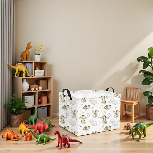 HIYAGON Rectangular Baby Girl Basket Kids Baby Storage Basket Toy Storage Bin Organizer Box Room Decor(Cute Dinosaur)