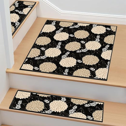 Non-Slip Carpet Stair Treads 1PCS, 30"x30" Peel and Stick Stair Runner for Wooden Steps Indoor, Washable Reusable Adhesive Backing, Pet-Friendly Safety Mats for Kids, Elders, Dogs