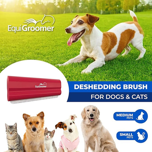EasyGroomer Deshedding Brush for Dogs & Cats – Undercoat Grooming Tool for Short & Long Hair, Removes Loose Fur & Dirt, Reduces Shedding for Small & Large Pets, Red