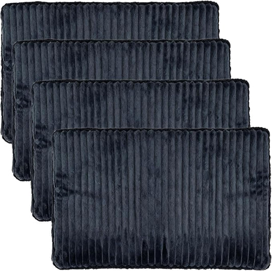 Self-Warming Cat Bed Pad 4 Pack 30x20 inches Self-Heating Cat Bed Mat Thermal Blanket for Indoor Cats & Dogs Stripes Gray