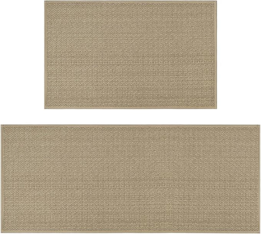 Artoid Mode Washable Non Slip Kitchen Rugs and Mats Set of 2, Rubber Backing Absorbent Kitchen Mats for Floor Front of Sink - 20x32 and 20x48 Inch