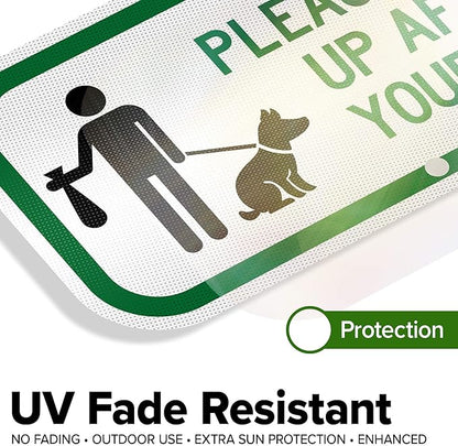Please Clean Up After Your Pet Sign, 6x12 Inches, 3M EGP Reflective .040 Aluminum, Fade Resistant, Made in USA by My Sign Center