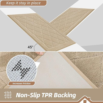 BEQHAUSE Dirt Trapper Door Mat 24" x 36", Doormat Non-Slip Entryway Rugs Washable, Dog Door Mat Stain Resistant and Absorbent Welcome Floor Mat for Front Back Door, Mud Wet Shoes & Paws, Warm Beige