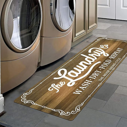 Pauwer Laundry Room Rug Runner 20"x48" Waterproof Rubber Laundry Mat Non Slip Kitchen Mats for Floor Washable Floor Mat Runner Rug for Farmhouse Mudroom Washroom Bathroom Decor
