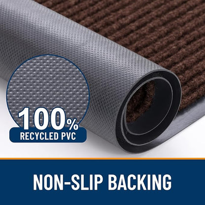 OLANLY Front Door Mat Indoor Outdoor Entrance, Waterproof Heavy Duty Doormat, Fade Resistant, Low Profile, Easy Clean Patio Porch Welcome Floor Mats for Entry, 29.5x17, Brown