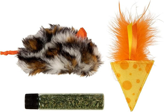 Instincts by SmartyKat 2-Pack Mouse 'N Mate Plush Refillable Cat Toys w/HappyNip Tube (Catnip & Silvervine) - Multicolor, 2-Pack