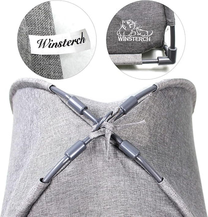 Winsterch Cat Bed Cave for Indoor Cats, Small Pet Tent Cave for Cats, Kittens, and Small Dogs, Warming Cat House with Removable Washable Cushion (18.5'‘ x 18.5’' x 15.8'', Grey)