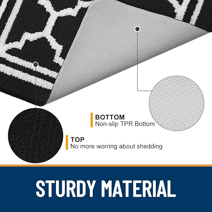 Buganda Large Indoor Door Mat, Dirt-Resistant and Absorbent Doormat, Anti-Slip, Low Profile Floor Mats for Inside Entryway, Front, and Back Door Entrance (71x47 Inches, Black)