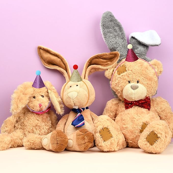 12 Pack Mini Party Hats for Stuffed Animals, Birthday Party Cone Hats Dolls Dog Cat Puppies Gittter Sequin Mni Hats for Assorted Animal Plush Toy Decorations - No Assembly Required