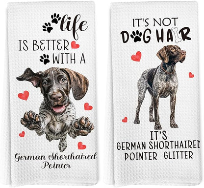 Funny German Shorthaired Pointer Kitchen Towels Set of 2, Dog Hand Towels for Bathroom Kitchen Decor, German Shorthaired Pointer Gifts, Gift forDog Moms Lovers Dishcloths Dish Towel 16X24 Inches