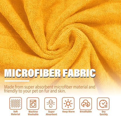 Dog Robe - Fast Drying Towel - Microfiber Super Absorbent Pet Bathrobe, Adjustable Collar & Belly Strap (Yellow, XXX-Large)