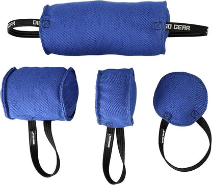 Dingo Gear Dog Tug Toy for Strong Dog, Bite Training, IGP, Fun, French Linen Candy, 12x5,5" Blue Berta S00097