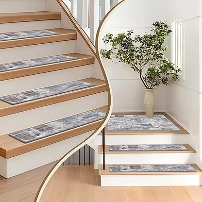Non-Slip Carpet Stair Treads 1PCS, 30"x30" Peel and Stick Stair Runner for Wooden Steps Indoor, Washable Reusable Adhesive Backing, Pet-Friendly Safety Mats for Kids, Elders, Dogs