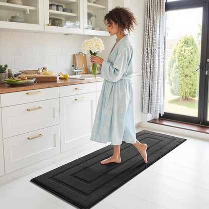 GRANNY SAYS Kitchen Mats for Floor Resist Dirt Kitchen Rugs Non Slip Washable, Large Rug Runner for Sink Laundry Thick Durable Polypropylene Comfort Standing, 59" x 19.7", Charcoal Grey