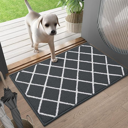 Finchitty Indoor Door Mat, Dirt Resistant and Absorbent, Low-Profile, Non-Slip, Washable Inside Floor Mats for Front Door, Back, and Entrance, 40" x 32", Charcoal
