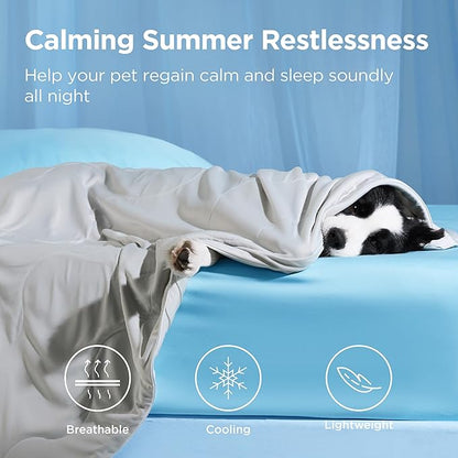 Bedsure Cooling Blanket for Small Dogs with Breathable Air-Core Fill Q-MAX>0.4 - Dog Cooling Mat Soft, Lightweight Pet Cat Throw Cold Blanket Washable for Summer, Pearl Grey, 25x35