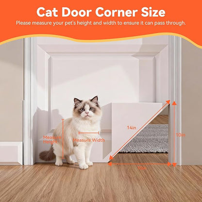 Cat Door Corner, Cat Door Hinges for Interior Door, Left and Right Doors Sharing, Cat Corner Door for Your Cat with Private Space