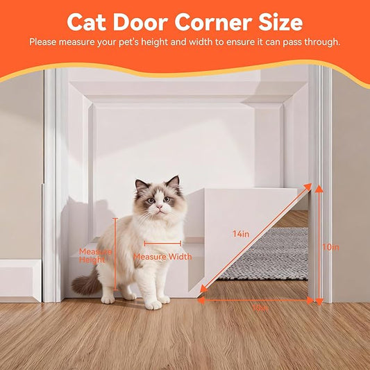 Cat Door Corner, Cat Door Hinges for Interior Door, Left and Right Doors Sharing, Cat Corner Door for Your Cat with Private Space