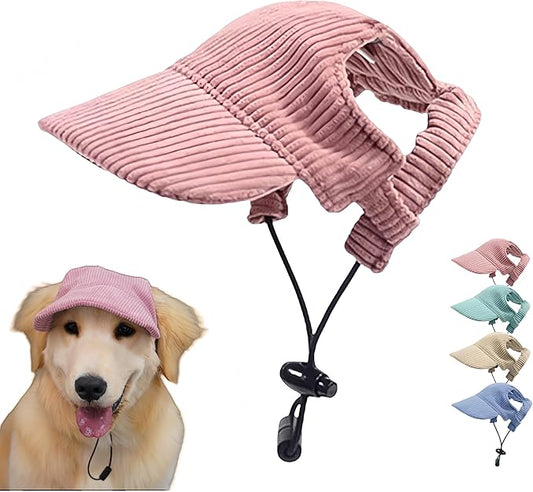 Pet Baseball Cap with Ear Holes - Multi-Color Sun Visor Hat for Dogs & Cats, Summer & Fall Beach Headwear for Puppies & Kittens (Pink, M)