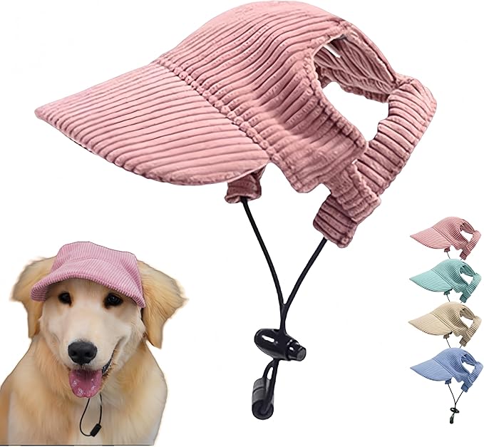 Pet Baseball Cap with Ear Holes - Multi-Color Sun Visor Hat for Dogs & Cats, Summer & Fall Beach Headwear for Puppies & Kittens (Pink, XL)