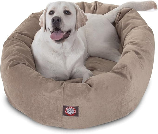 Majestic Pet Villa 40 Inch Shredded Memory Foam Dog Bed for Large Sized Dog 40x29x9 Inch–Orthopedic Pet Bed with Removable Washable Cover-Washable Large Puppy Mat with Head Support-Pearl