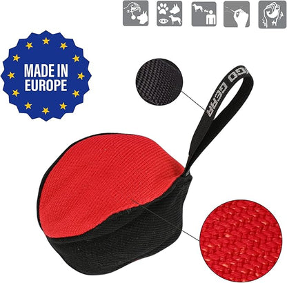 Dingo Gear Dog Tug Toy for Strong Dog, Bite Training, IGP, Fun, French Linen, Big Ball red S02781