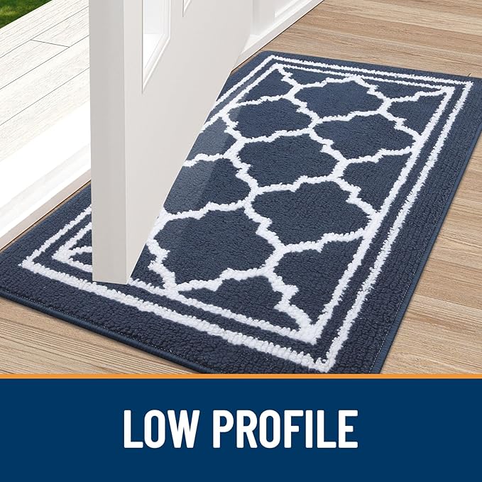 Buganda Large Indoor Door Mat, Dirt-Resistant and Absorbent Doormat, Anti-Slip, Low Profile Floor Mats for Inside Entryway, Front, and Back Door Entrance (71x47 Inches, Navy Blue)