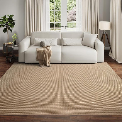 Boho Washable Area Rugs 6x9 ft, Non Slip Area Rug for Living Room, Braided Office Rugs Bedroom Rug Woven Washable Indoor Floor Carpets for Office Dining Bedroom Living Room, Easy to Clean, Brown