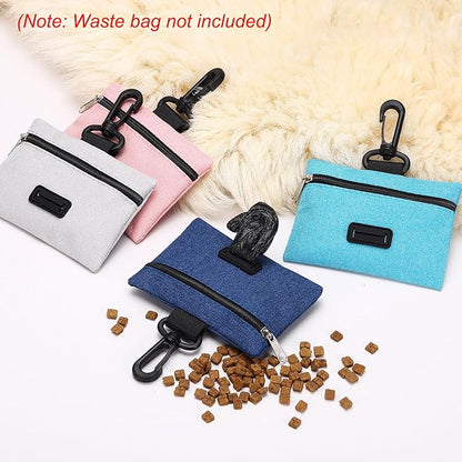 Dog Poop Bag Holder, Pet Waste Bag Dispenser Dog Treat Pouch with Clip Oxford Cloth Portable Reusable Easy Cleanup(2Pcs, Pink), Intended for Outdoor/Travel/Walking