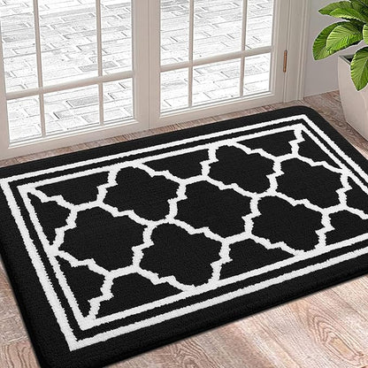 Buganda Indoor Door Mat, Dirt-Resistant and Absorbent Doormat, Anti-Slip, Low Profile Floor Mats for Inside Entryway, Front, and Back Door Entrance (36x24 Inches, Black)