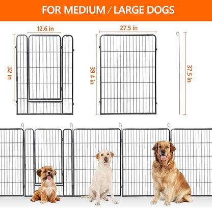 ZENY Dog Playpen 40Inch 8 Panels, Heavy Duty Pet Dog Pen Indoor, Metal Dog Fence with Doors, Foldable Animal Outdoor Exercise Pen for Yard, RV, Camping