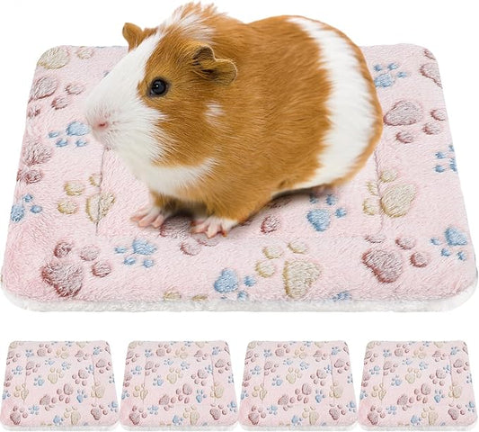 Tuanse 4 Pack Ultra Soft Dog Cat Bed Mat Small Animal Guinea Pig Bed with Cute Print Reversible Fleece Dog Crate Kennel Pad Cozy Washable Thickened Hamster Pet Beds Mat(13 x 10 Inches,Light Brown)