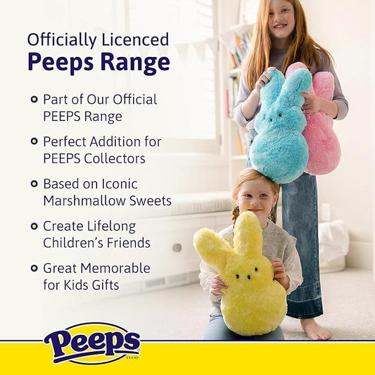 Animal Adventure | 15" Blue Emo Shaggy Bunny Peeps Plush | Easter Basket Stuffed Animals for Kids | Marshmallow Candy | Huggable Ultra Soft Plushie Stuffers Buddy Toy | Collectable Gifts | Aged 3+