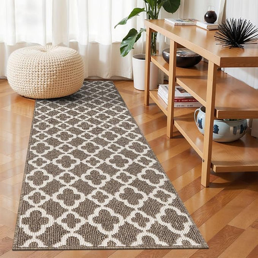 U'Artlines Runner Rug for Hallway 2×6feet Non Slip Kitchen Floor Carpet Runners Brown Geometric Pattern Machine Washable Area Rug for Entryway Bathroom