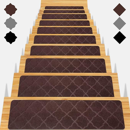 Stair Treads for Wooden Steps 15pcs - 8x30in Carpet Stairs Runner Indoor Non-Slip Stair Mats for Kids Elders and Pets