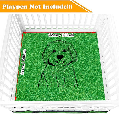 Dog Playpen Bottom Pad Fits for 36 Inch 4 Panels Exercise Pet Playpen, Dog Crate Pad Puppy, Hoop and Loop Design (Note: Playpen Not Included). Green Golden Doodle