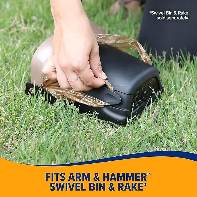 Arm & Hammer Pooper Scooper Swivel Bin & Rake Dog Poop Scooper with Petmate Heavy Duty Poop Bags 20 Count Refill Pack