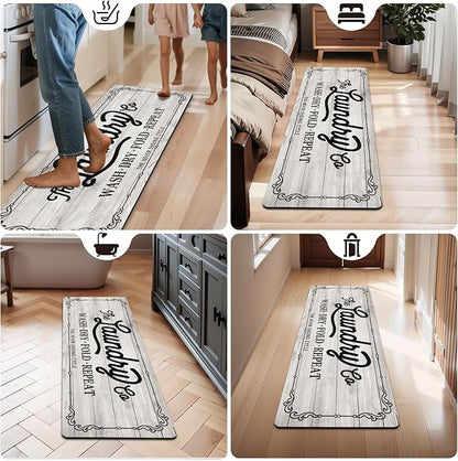 Pauwer Laundry Room Rug Runner 20"x60" Waterproof Rubber Laundry Mat Non Slip Kitchen Mats for Floor Washable Floor Mat Runner Rug for Farmhouse Mudroom Washroom Bathroom Decor