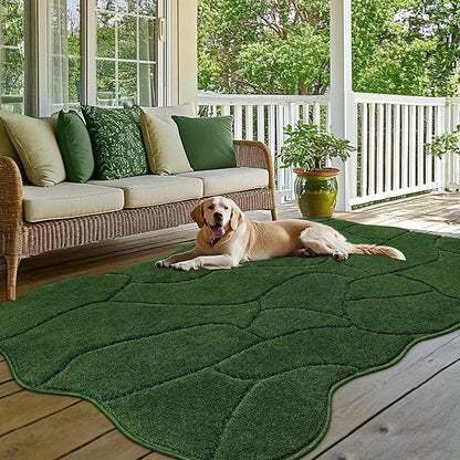 BSICPRO Large Dog Door Mat for Muddy Paws, 71x47 Absorbent Dirt Trapper Long Door Mat, Non-Slip Washable Mud Mat for Dogs, Microfiber Soft Pet Rug Mat for Entryway, Mud Dog Paws, Patio (Forest Green)