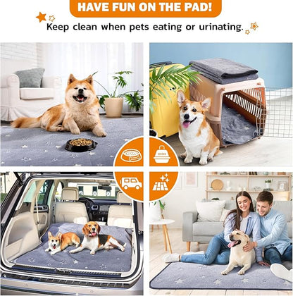 LOOBANI Washable Pee Pads for Dogs, Fast Absorption Reusable Puppy Pads, Waterproof Whelping Pad, Non Slip Training Pet Playpen Mat for Floor, Dog Crate, Grey 2 Pack 36 x 48 in