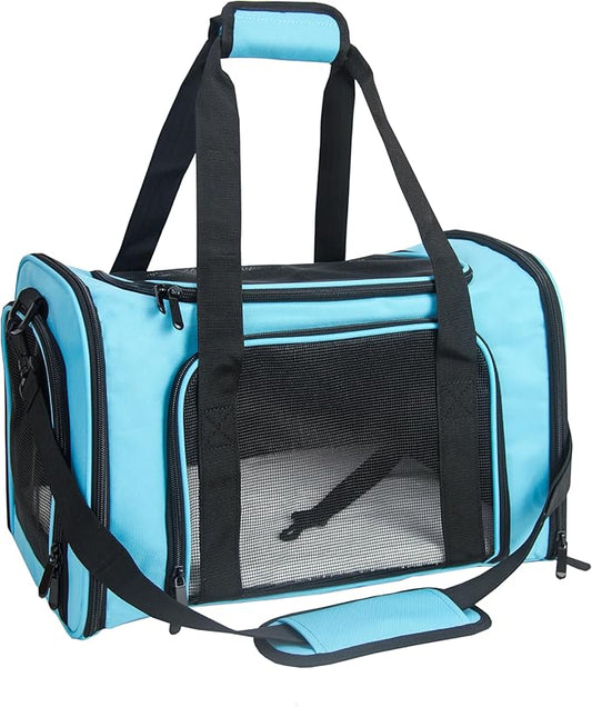 Soft Sided Carrier for Small Medium Cats Dogs,Removable Pad Collapsible Travel Pet Carrier Large Blue