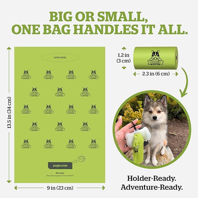 Pogi’s Dog Poop Bags – Leak-Proof & Extra Thick Pet Waste Bags (Unscented, 30 Rolls, 450-Count)