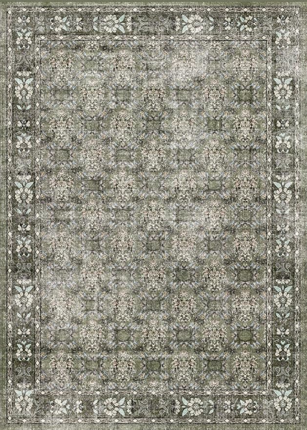 Washable 3x10 Long Hallway Runners, Vintage Ultra Soft Carpet for Bedroom Living Room Non Shedding Neutral Accent Rug for Kitchen Farmhouse Non-Slip Floor Mat for Dining Room Bathroom (3x10,Green)