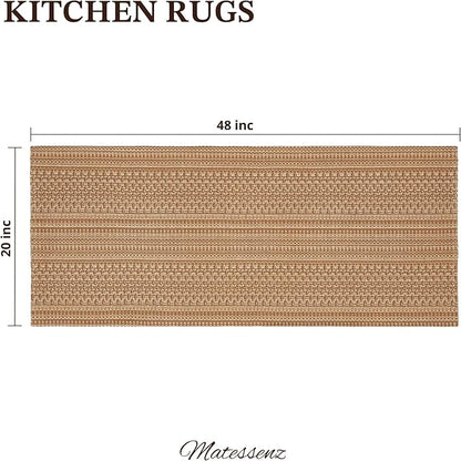 20"x48" Kitchen Mats for Floor, Woven Kitchen Rugs, Machine Washable Mats Boho Style, Non Slip, Anti-Skid TPR Backing for Kitchen, Non-Slip, Durable, Easy Clean, Everyday Use