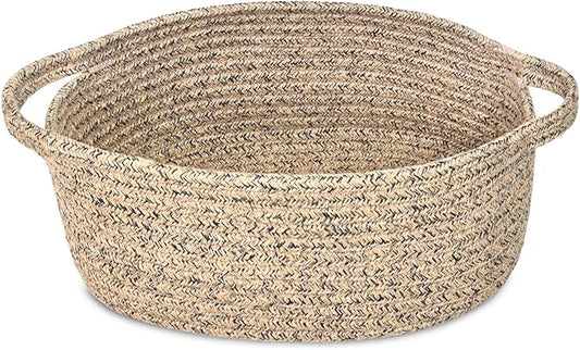 ABenkle Small Basket with Handles - Decorative Durable Rope Woven Storage Bin Shelf Storage Organizer Cube, Easter Baby Gift Basket, 12"x8"x5"