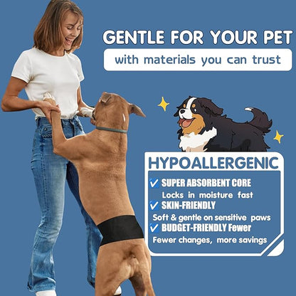 LeapSheep Dog Diaper Liners Pee Pads for Male and Female Dogs, Dog Period Pads, Super Soft Absorbtion Dog Booster Pads Fits Belly Bands, Wraps and Washable Doggy Diapers Female (L, 20)